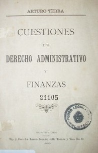 Cuestiones de derecho administrativo y finanzas