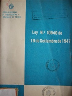 Ley Nº 10940 de 19 de Setiembre de 1947