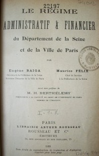 Le régime administratif & financier di Departament de la Siene et de la Ville de Paris