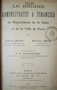 Le régime administratif & financier di Departament de la Siene et de la Ville de Paris