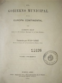 El Gobierno Municipal en la Europa continental