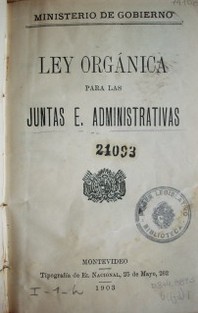 Ley orgánica para las Juntas E. Administrativas