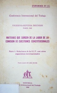 Materias que surgen de la labor de la comisión de cuestiones constitucionales : Informe IV (1) : punto cuarto del orden del día