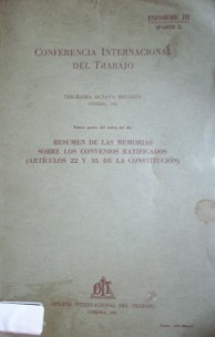 Resumen de las memorias sobre los convenios ratificados (artículos 22 y 35 de la Constitución)