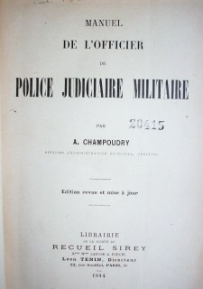 Manual de l'officier de police judiciaire militaire