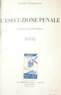 L'esecuzione penale (saggio introducttivo)