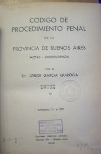 Código de procedimiento penal de la Provincia de Buenos Aires