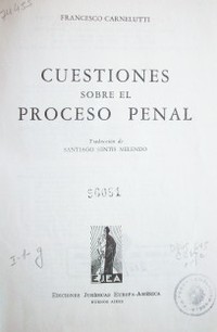 Cuestiones sobre el proceso penal