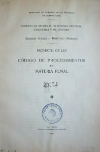 Proyecto de Ley Código de procedimientos en materia penal