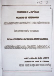 Fichas teóricas de legislación agraria : legislación de remates-ferias, exposiciones, liquidaciones, etc.