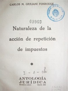 Naturaleza de la acción de repetición de impuestos