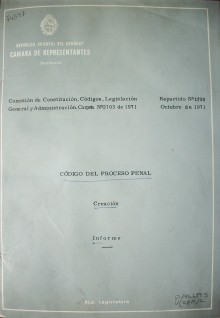 Código del Proceso Penal : creación : informe