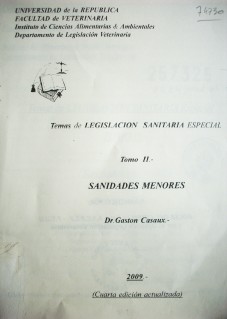 Temas de legislación sanitaria especial