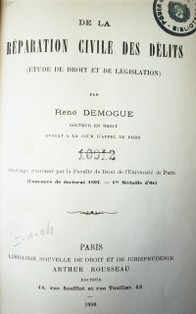 De la réparation civile des délits