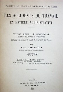 Les accidents du travail en metière administrative