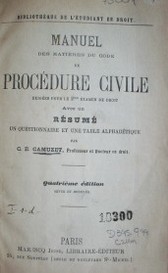 Manuel  des matières du code de procédure civile