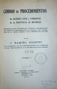 Código de procedimientos : en materia civil y comercial de la provincia de Mendoza