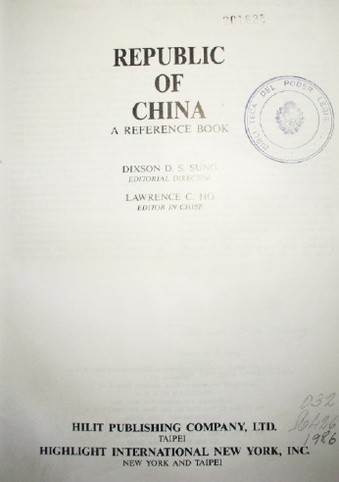 Republic of China : a reference book : 1986