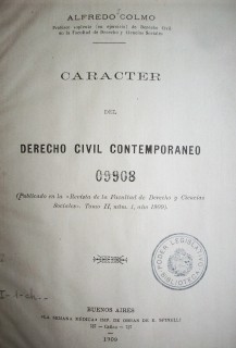 Caracter del Derecho Civil contemporaneo