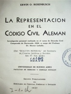 La representación en el Código Civil Alemán