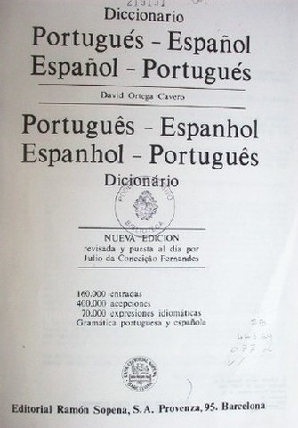 Diccionario Portugués - Español : Español - Portugués = Português - Español : Espanhol - Português