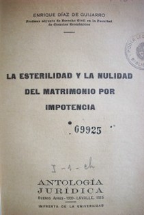 La esterilidad y la nulidad del matrimonio por impotencia