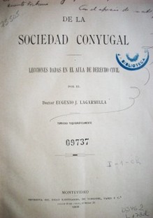 De la sociedad conyugal : lecciones dadas en el Aula de Derecho civil