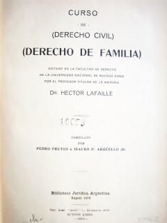 Curso de Derecho Civil : Derecho de Familia