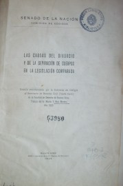 Las causas del divorcio y de la separación de cuerpos en la legislación comparada