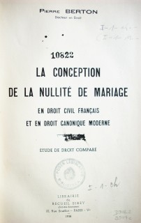 La conception de la nullité de mariage : en Droit civil français et en Droit canonique moderne