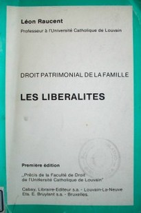 Droit patrimonial de la famille : les liberalites