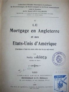 Le mortgage en Angleterre et aux Etats-Unis d'Amérique