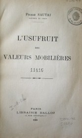 L'usufruit des valeurs mobilières