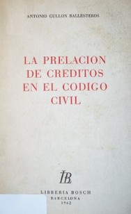 La prelación de créditos en el Código Civil