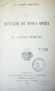 Denunzie di nuova opera e di danno temuto