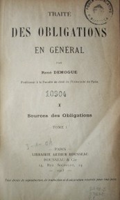 Traité des obligations en général