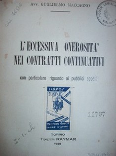 L'eccessiva onerositá nei contratti continuativi con particolare riguardo ai publici appalti