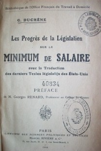 Les progrès de la Législation sur le minomum de salaire