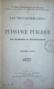 Les transformations de la puissance publique : les syndicats de fonctionnaires