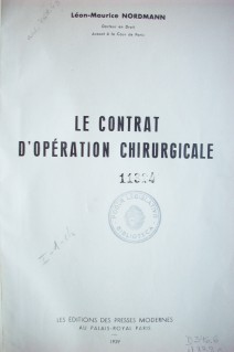 Le contrat d'opération chirurgicale