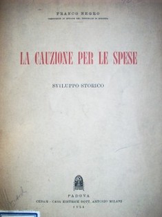 La cauzione per le spese : sviluppo storico