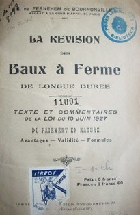 La revision des baux à ferme de longue durée