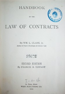 Handbook of the law of contracts