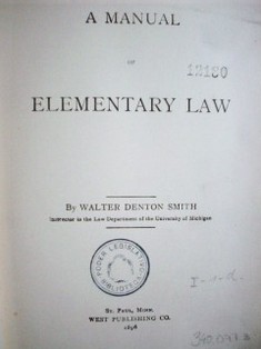 A manual of elementary law