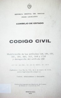 Código Civil : modificación de los artículos 148, 164, 167, 187, 189, 285, 311, 396 y 1756 y derogación del artículo 182