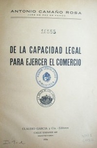 De la capacidad legal para ejercer el comercio