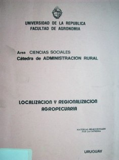 Localización y regionalización agropecuaria