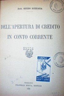 Dell' apertura di credito in conto corrente