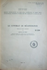 Le contrat de réassurance : étude de droit comparé