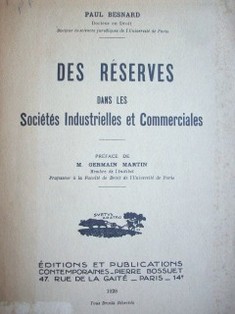 Des réserves dans les sociétés industrielles et commerciales 